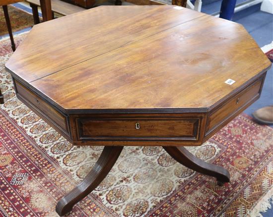 A Regency style mahogany drum top table width 93cm